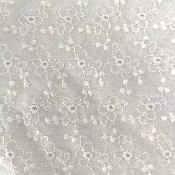 Custom Embroidered Cotton Lace Eyelet Fabric Custom Embroidered Cotton Lace Eyelet Fabric