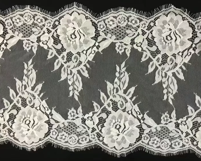 Fan-shaped Nylon Eyelash Lace Trimming for Underwear Decoration Double Scalloped Eyelash Lace Trim