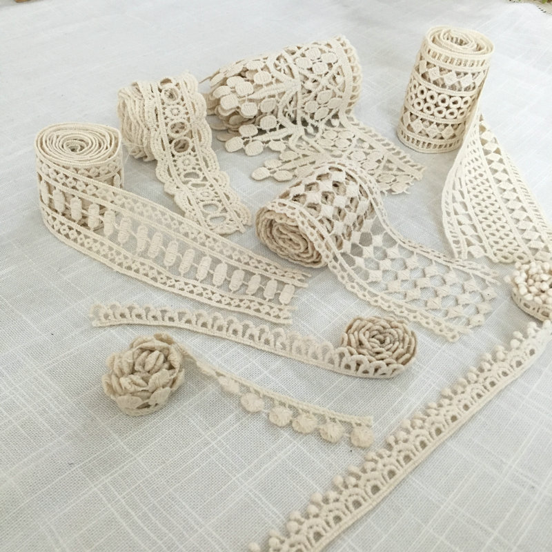 White Floret Cotton With Wavy Edges Lace Trim