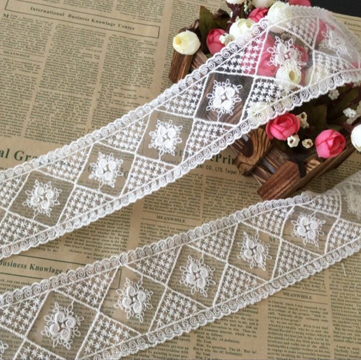 2019 Beautiful Design Crochet Cotton Knitted Lace for Wedding Dress