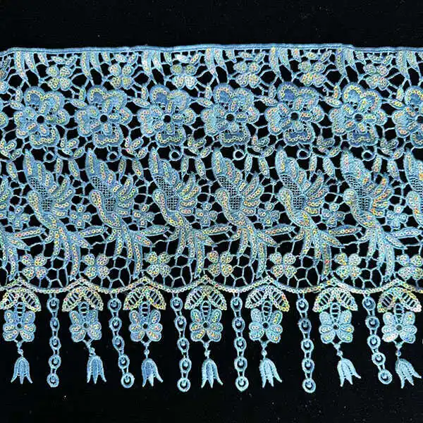 পাইকারি 25cm কাস্টম পলিয়েস্টার সুতা Sequins সঙ্গে সূচিকর্ম লেইস