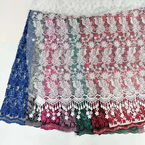 পাইকারি সুন্দর 3D ফ্লাওয়ার বিডেড সস্তা টেক্সটাইল এমব্রয়ডারি ফ্যাব্রিক সুইস ভয়েল লেস ট্রিম 2021